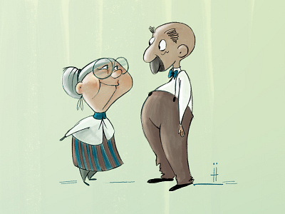 Old Couple character couple design drawing forever green love man old sketch woman