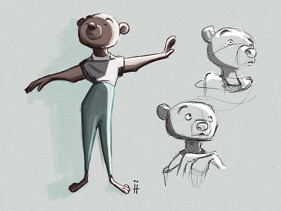 Bearlady bear character design illustration lady sketch style