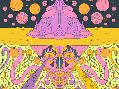 Trippy Island 90s illustration psychedelic trippy