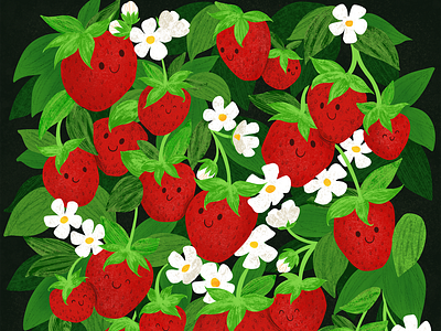 Very Strawberry berries berry childrens illustration cute art cute illustration drawing fruit illustration plant illustration plants procreate red strawberries