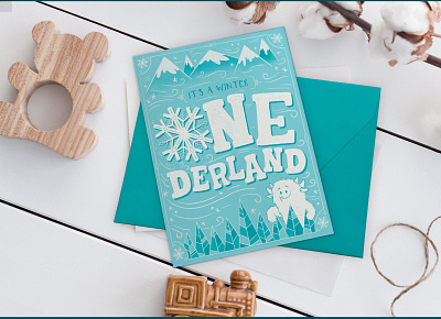 Winter One-derland Invitation drawing handlettering illustration invitation lettering merchandise design procreate stationery