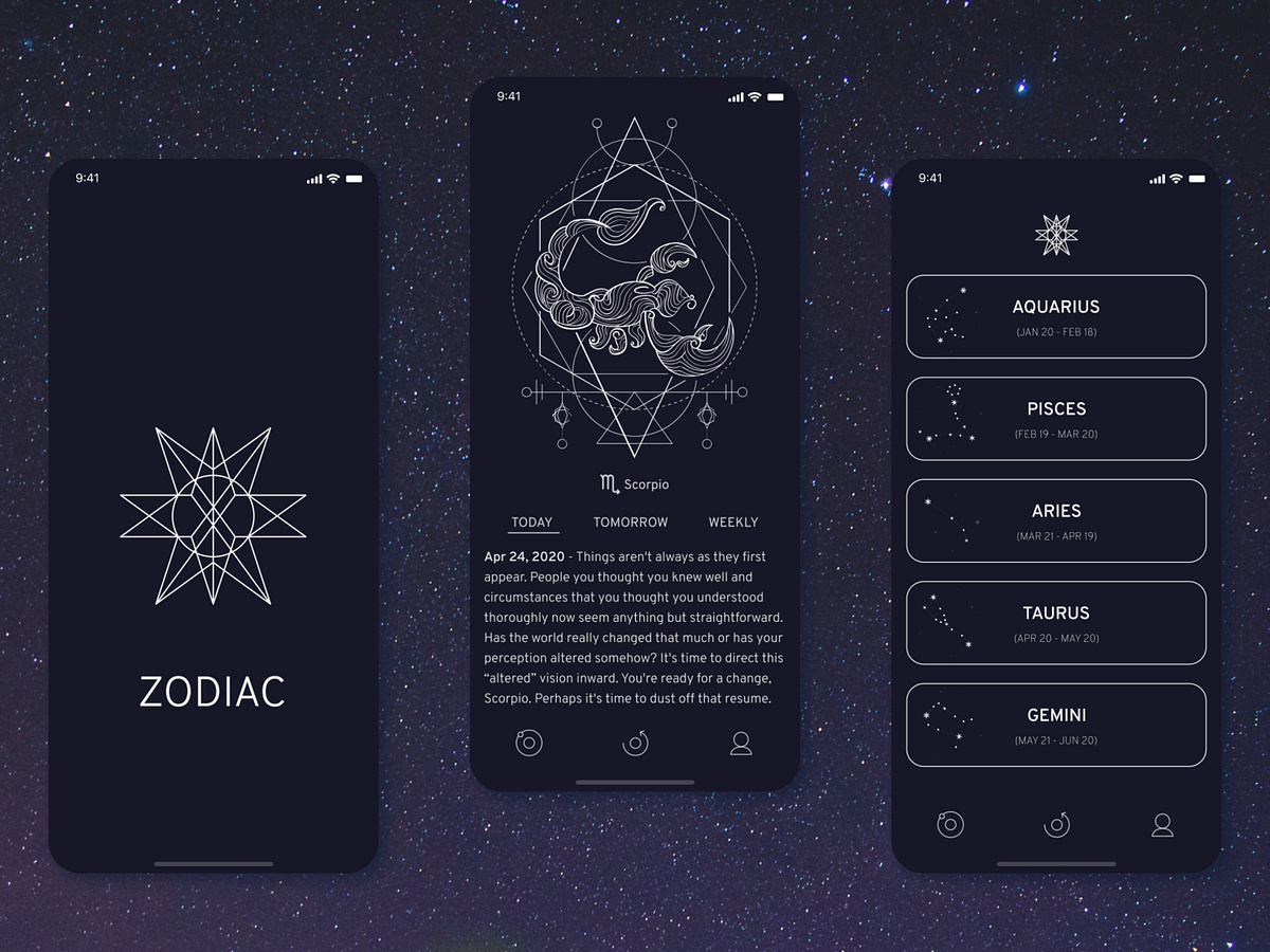 Simple daily horoscope app by Valery Yakovchik on Dribbble