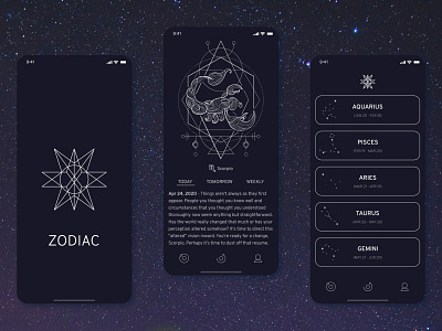 Simple daily horoscope app app design horoscope simple design zodiac zodiac sign
