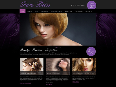 Web Design / Pure Bliss branding dark design graphic design hair hair salon purple web web design website website design
