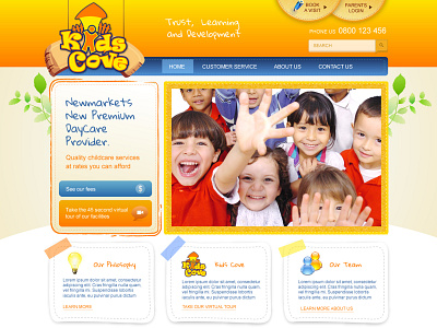 Web Design / Kids Cove cartoonish design graphic design illustration kid kids web design website website design
