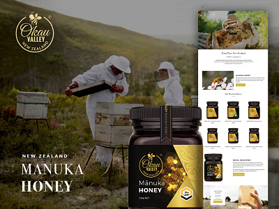 Brand, Label, Web Design / Okau Valley beehive beekeeper beekeeping branding design food graphic design honey logo manufacturer newzealand vector web web design website website design
