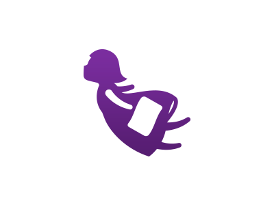 Traveller Logo Design flat fly girl icon logo purple travel