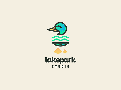 Lakepark Studio Logo brand branding design duck flat icon lake logo vector