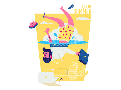 End of Summer draw holiday illustration monday office sea sketch summer user interface vector web work