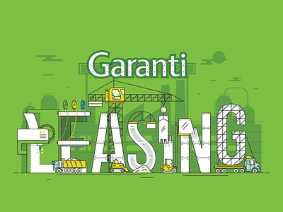 Garanti Leasing Magazine Ad V1 ad advertisement bank banking building construction finance icon illustration leasing letter truck