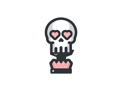 Love and Death badge death flat hearth icon illustration logo love married skull tattoo vector