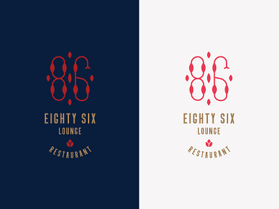 Eighty Six Spanish Lounge and Restaurant Logo badge brand branding identity logo lounge restaurant rose vector