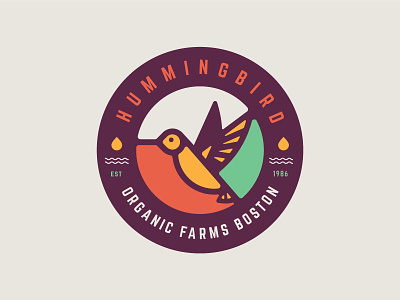 Hummingbird Organic Farms Logo badge branding creative identity logo logo mark logotype sign simple typography vector