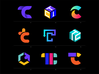 TC logo variations branding design graphic design logo