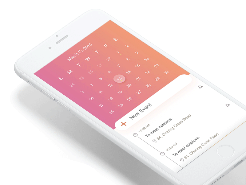 Event animation app clean date event fab gif meeting model navigation popup principle