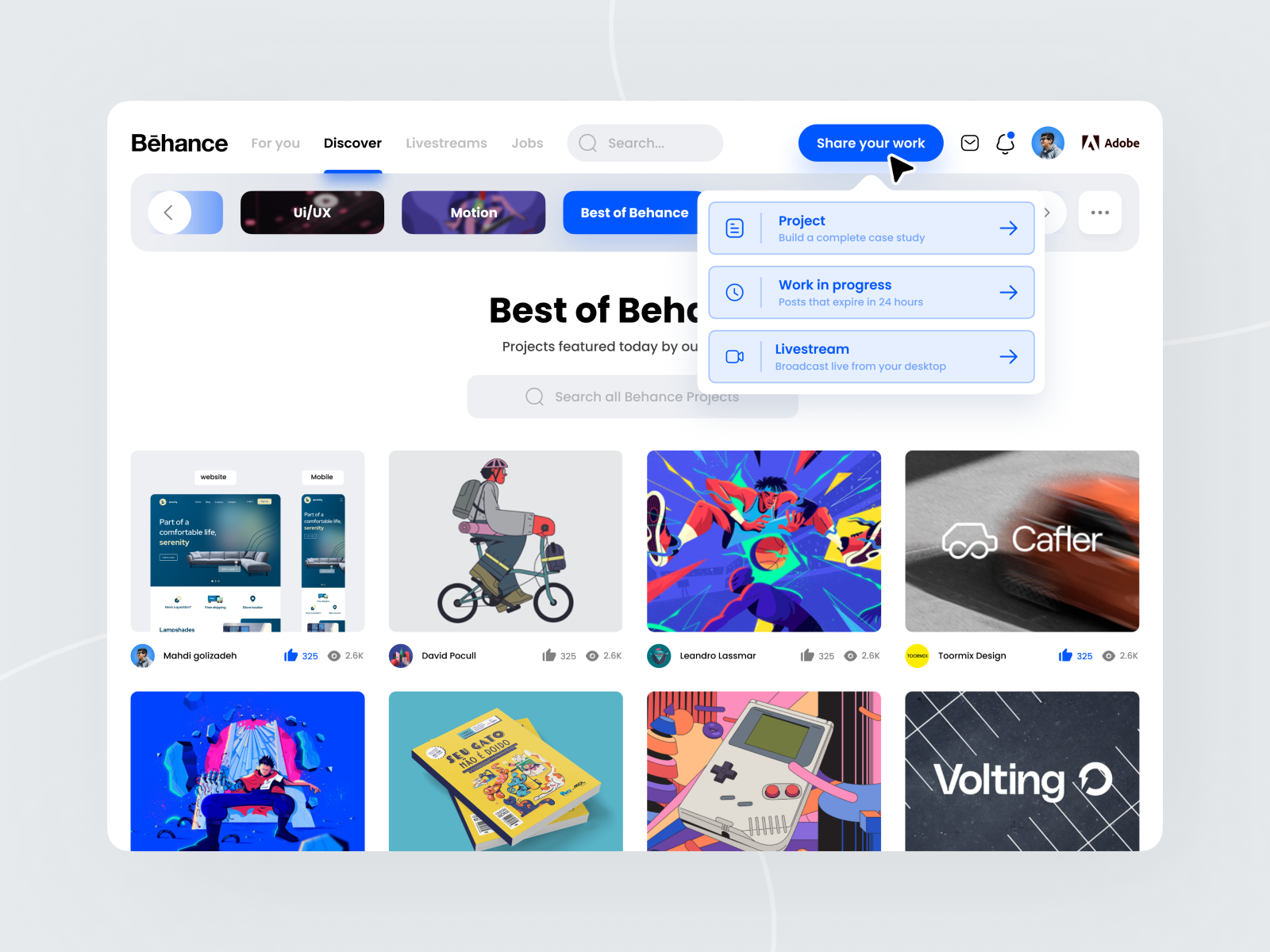 Behance Discover Redesign By Mahdi Gholizadeh On Dribbble