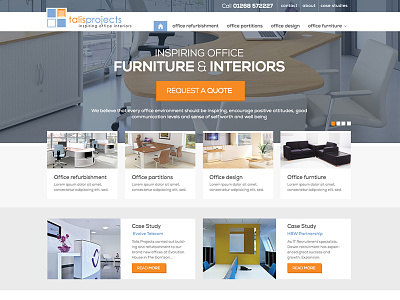Office Interior Design Company website clean flat responsive simple webdesign website white