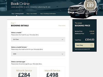 Mercedes Benz Servicing Redesign Booking