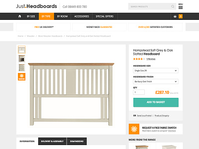 Justheadboards 2014 Product page clean ecommerce orange responsive webdesign white
