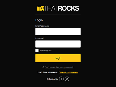 TV That Rocks - Login dark login loginui ui web webdesign