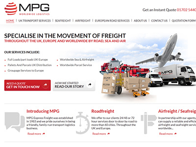 Logistics Company Website clean red white