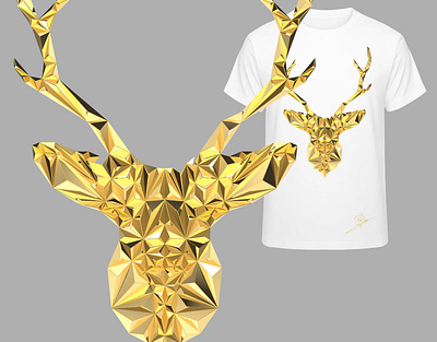 Gold Edition - Low Poly Deer Design animal art black and white branding clothes clothing clothing design deer deers design gold low poly lowpoly metal