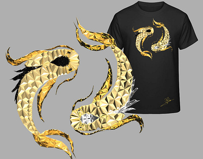 Yin Yang Gold Design animal art black and white branding clothes clothing clothing design design gold low poly lowpoly yin yang ying yang yinyang