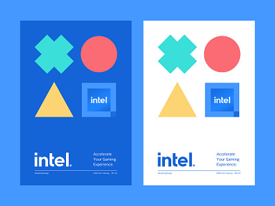 Intel x Gaming Poster Design blue branding chip color concept design experience fashion game keys green logo poster processor red simplicity white yellow