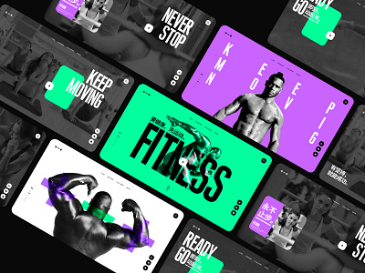 Fitness Web Design black branding color design fashion fitness green run sport ui ux violet web white