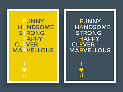 Father, I Love You. branding clever color dad design fashion father festival funny handsome happy heart holiday love poster strong typeface yellow