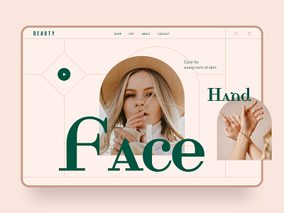 Beauty Website Concept beauty cosmetics web design face fashion hand homepage landing page product page shop skin store taking care ui user interface ux web website design