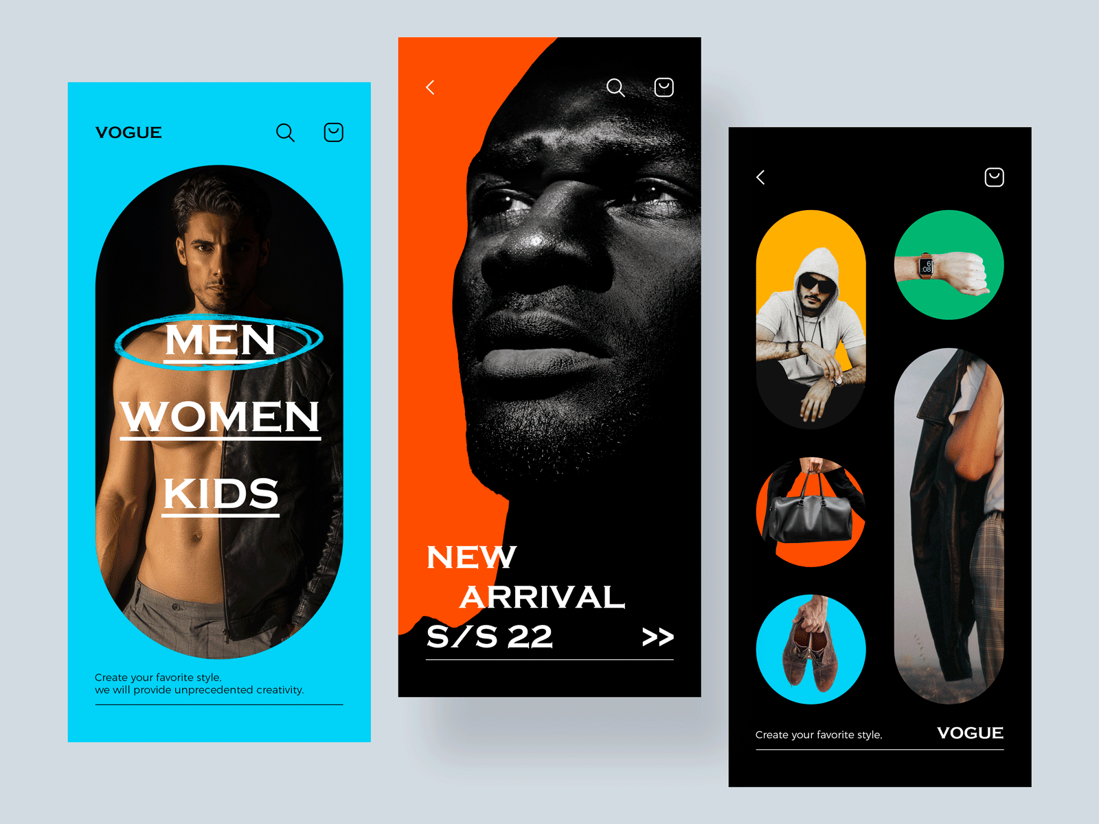 Vogue Style 02 app black branding clean color cool design e shop fashion kids men people product store style ui ux vogue white women