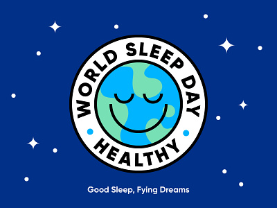 World Sleep Day badge character design earth expression eye healthy icon illustration label logo sleep smile