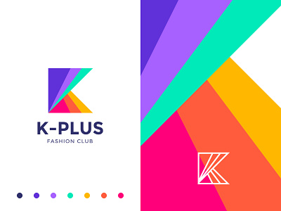 K-Plus Logo branding club color design fashion green illustration logo orange plus rose red violet yellow