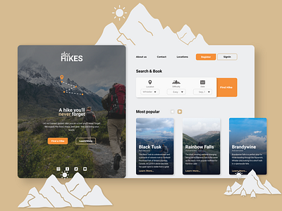 SkyHikes Concept hikes hiking outdoors tours travel ui ui design uiux design ux web design web designer website