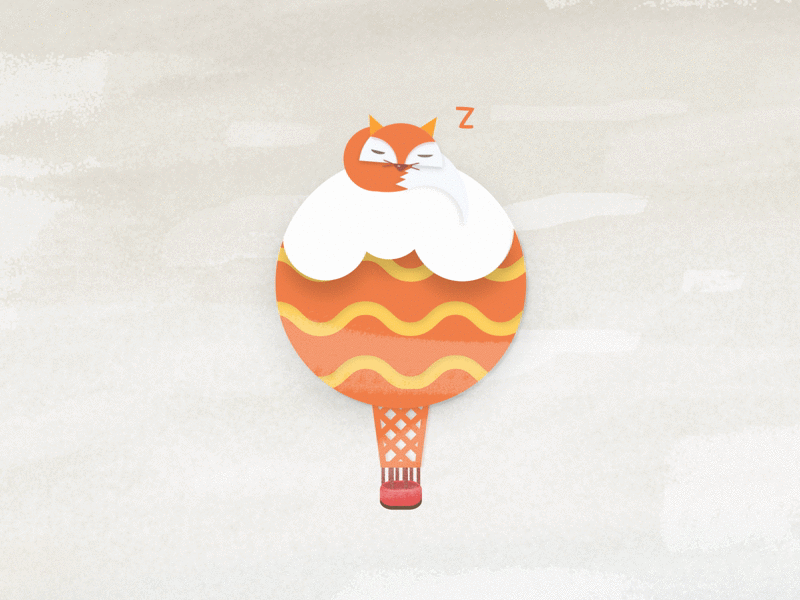 Hush, he's sleeping soundly air balloon cloud fox gif hot sky sleep