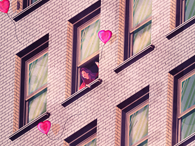 love comes and goes baloons branding city hearts illustration illustrator love nyc skyscrapers the creative pain valentine vector