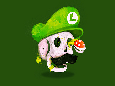 Luigi skull illustration illustrator luigi mario nintendo skull the creative pain vector video games