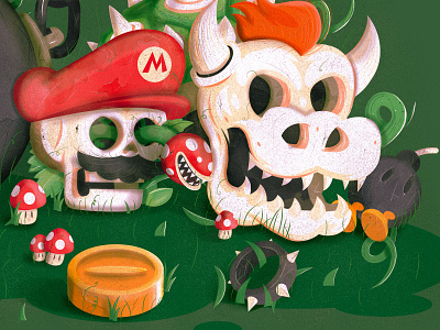 Mario world skulls bowser branding illustration illustrator mario nintendo the creative pain vector