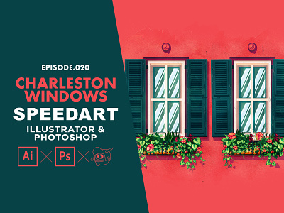 Charleston Window Speedart [Adobe Illustrator & Photoshop] charleston design flat flowers illustration illustrator photoshop speedart texture the creative pain tutorial vector windows