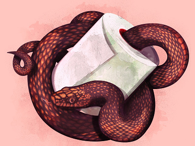 Toilet Paper Snake branding icons illustration illustrator lines nature quarantine snake snake logo texture the creative pain toilet paper tp vector