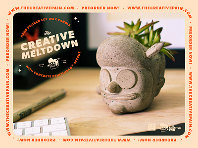 The Creative Meltdown branding candles illustration illustrator kickstarter packaging planter the creative pain typography vector