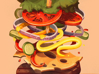 Burger time adobe branding illustration illustrator logo the creative pain vector