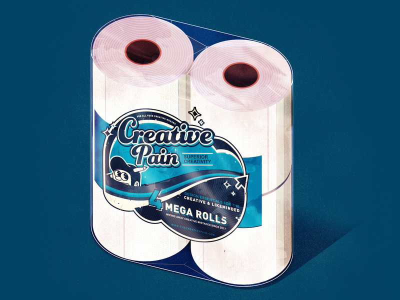 For all your creative messes branding design icons illustration illustrator mega rolls texture the creative pain toilet paper typography vector