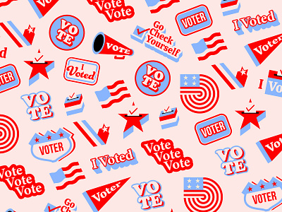 VOTE! branding election flat icon icons illustration illustrator patterns typography usa vector vote voter