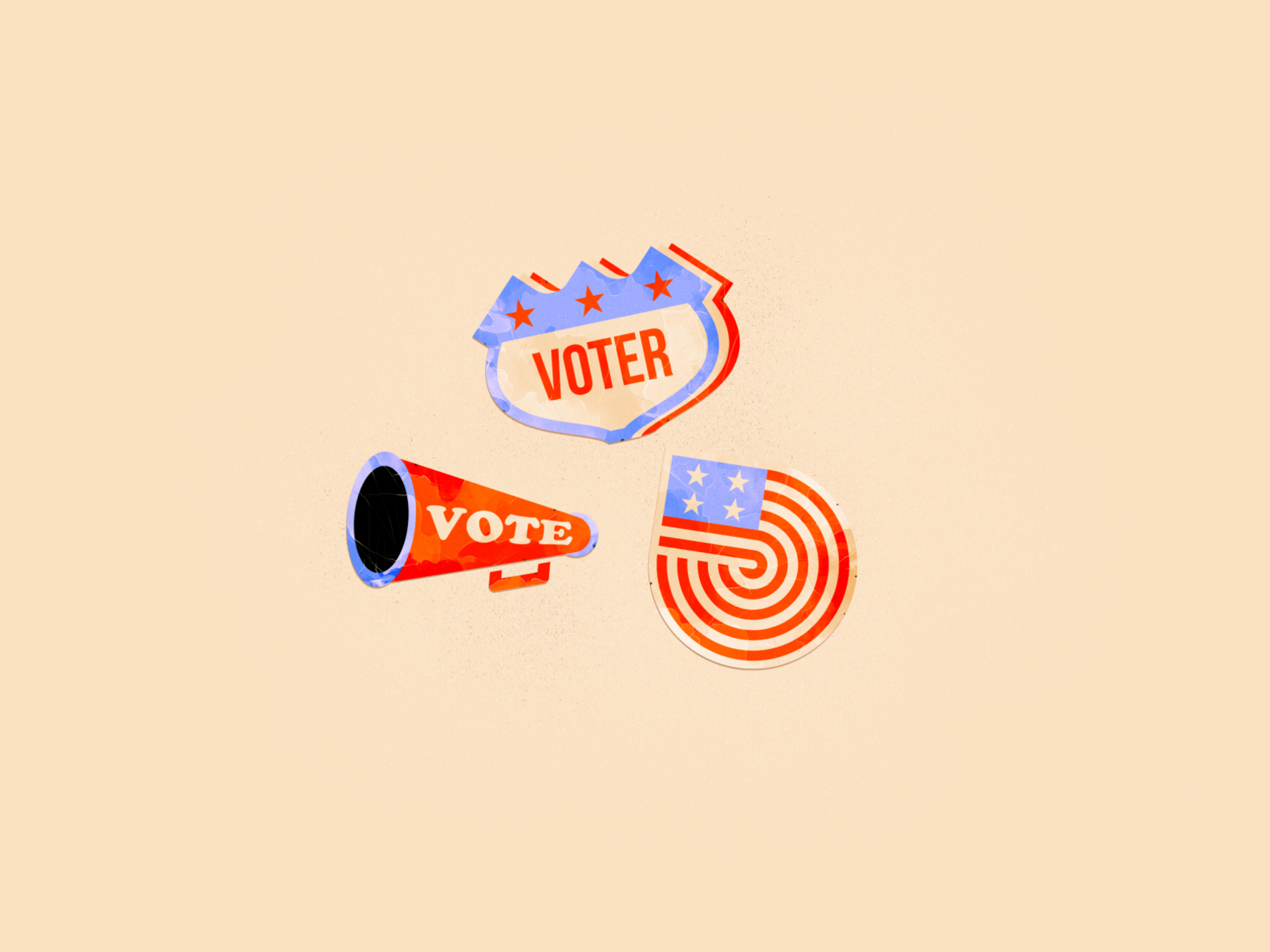 Voter Stickers 2020 america badge election flag go vote icons illustration illustrator vector vote