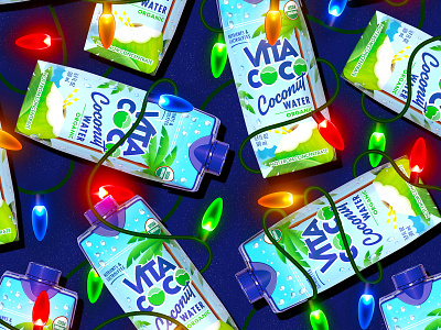 Vita Coco lights branding holiday illustrator typography vector vita coco
