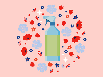 Spring Cleaning branding cleaning flat flowers illustration illustrator lines nature spray spring supplies the creative pain vector