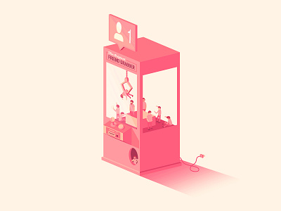 Friend grabber claw machine illustration illustrator isometric prize the creative pain vector