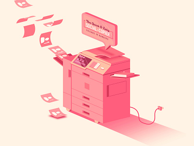 Social copier copier illustration illustrator isometric machines the creative pain vector